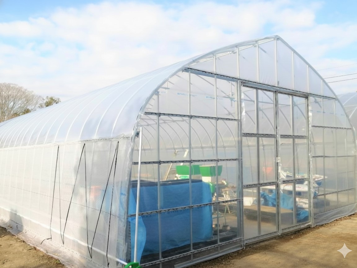 【間口6m】稲の育苗用パイプハウス（40坪）|千葉県の施工実績